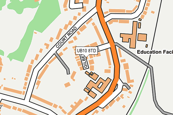 UB10 8TD map - OS OpenMap – Local (Ordnance Survey)