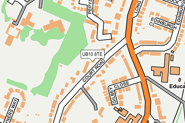 UB10 8TE map - OS OpenMap – Local (Ordnance Survey)