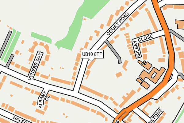 UB10 8TF map - OS OpenMap – Local (Ordnance Survey)