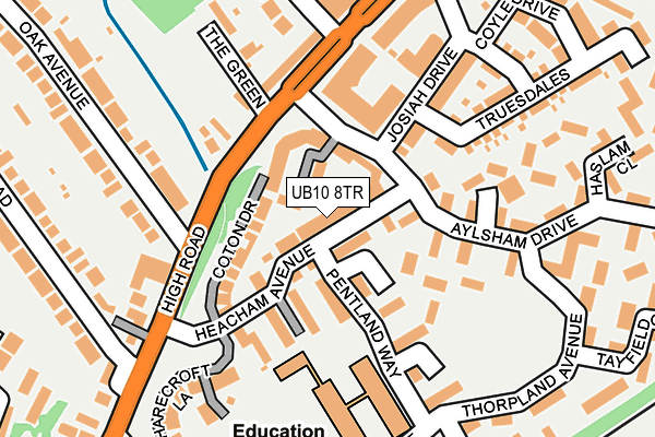 UB10 8TR map - OS OpenMap – Local (Ordnance Survey)