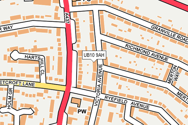 UB10 9AH map - OS OpenMap – Local (Ordnance Survey)