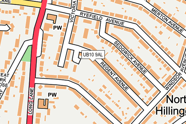 UB10 9AL map - OS OpenMap – Local (Ordnance Survey)