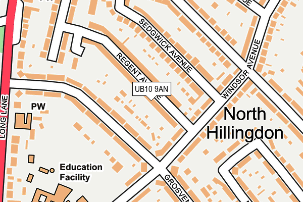 UB10 9AN map - OS OpenMap – Local (Ordnance Survey)