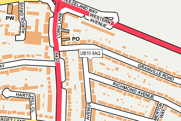 UB10 9AQ map - OS OpenMap – Local (Ordnance Survey)