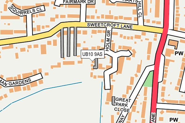 UB10 9AS map - OS OpenMap – Local (Ordnance Survey)