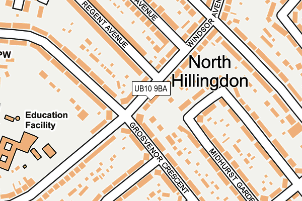 UB10 9BA map - OS OpenMap – Local (Ordnance Survey)