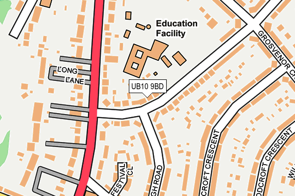 UB10 9BD map - OS OpenMap – Local (Ordnance Survey)