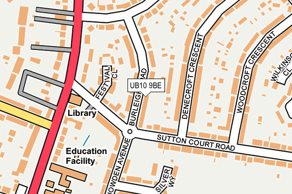 UB10 9BE map - OS OpenMap – Local (Ordnance Survey)