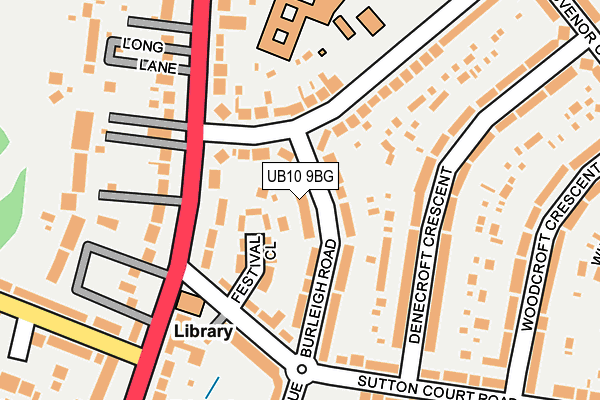 UB10 9BG map - OS OpenMap – Local (Ordnance Survey)
