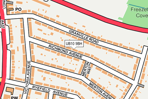 UB10 9BH map - OS OpenMap – Local (Ordnance Survey)