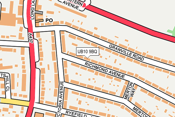 UB10 9BQ map - OS OpenMap – Local (Ordnance Survey)
