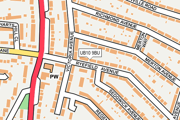 UB10 9BU map - OS OpenMap – Local (Ordnance Survey)