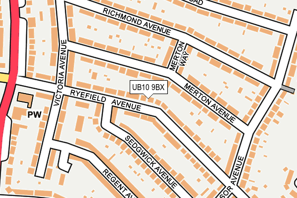 UB10 9BX map - OS OpenMap – Local (Ordnance Survey)