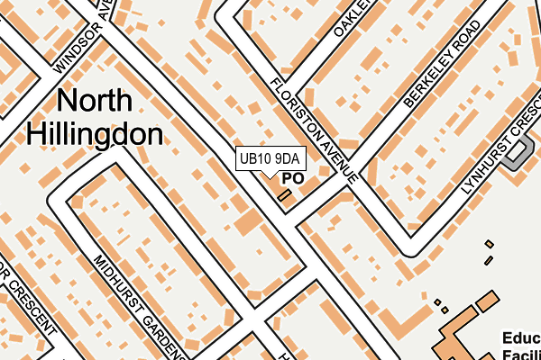 UB10 9DA map - OS OpenMap – Local (Ordnance Survey)