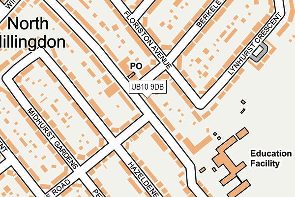 UB10 9DB map - OS OpenMap – Local (Ordnance Survey)