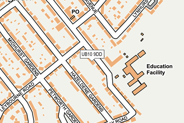 UB10 9DD map - OS OpenMap – Local (Ordnance Survey)