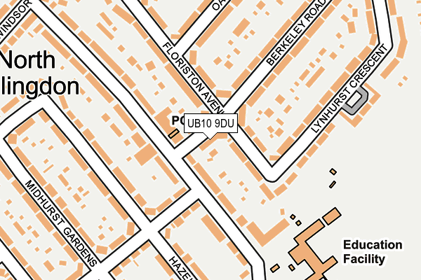 UB10 9DU map - OS OpenMap – Local (Ordnance Survey)