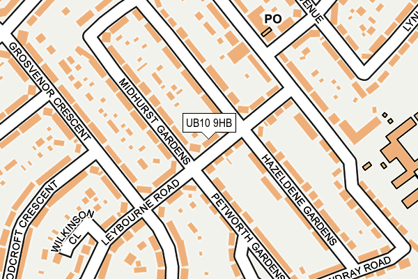 UB10 9HB map - OS OpenMap – Local (Ordnance Survey)