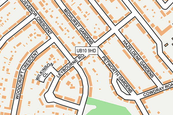 UB10 9HD map - OS OpenMap – Local (Ordnance Survey)