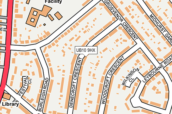 UB10 9HX map - OS OpenMap – Local (Ordnance Survey)