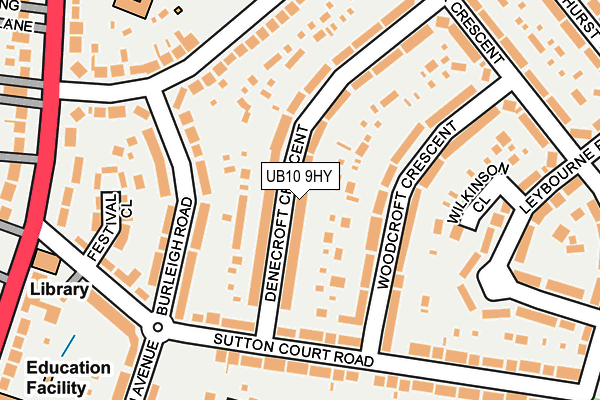 UB10 9HY map - OS OpenMap – Local (Ordnance Survey)