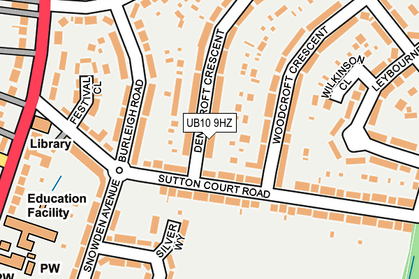 UB10 9HZ map - OS OpenMap – Local (Ordnance Survey)