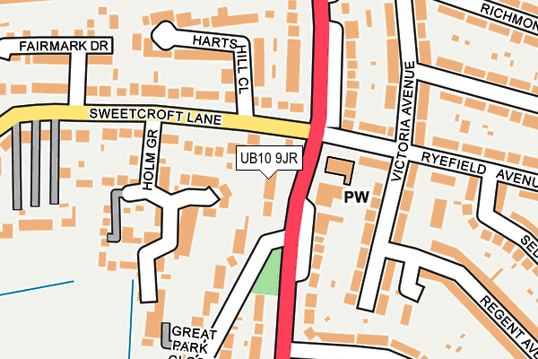UB10 9JR map - OS OpenMap – Local (Ordnance Survey)