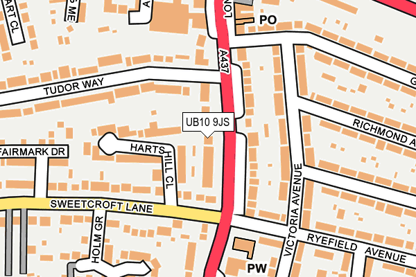 UB10 9JS map - OS OpenMap – Local (Ordnance Survey)