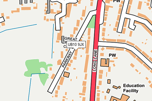 UB10 9JX map - OS OpenMap – Local (Ordnance Survey)