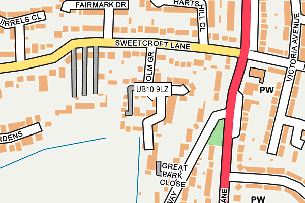 UB10 9LZ map - OS OpenMap – Local (Ordnance Survey)