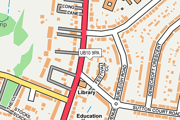 UB10 9PA map - OS OpenMap – Local (Ordnance Survey)