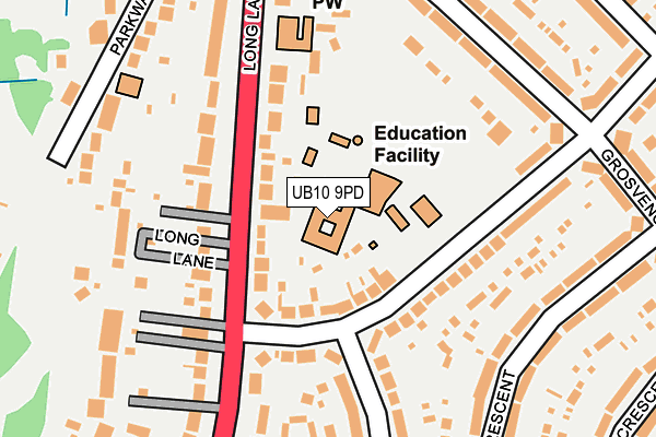 UB10 9PD map - OS OpenMap – Local (Ordnance Survey)