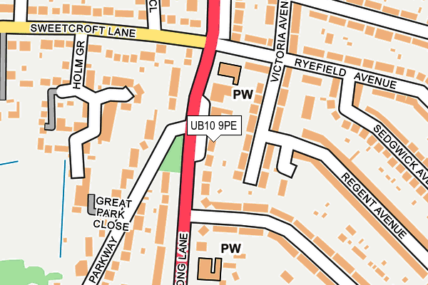 UB10 9PE map - OS OpenMap – Local (Ordnance Survey)