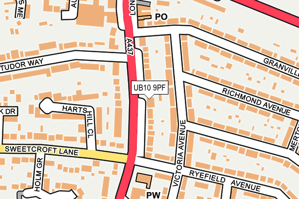 UB10 9PF map - OS OpenMap – Local (Ordnance Survey)