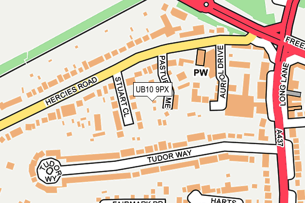 UB10 9PX map - OS OpenMap – Local (Ordnance Survey)