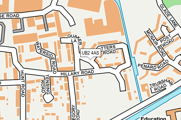 UB2 4AS map - OS OpenMap – Local (Ordnance Survey)