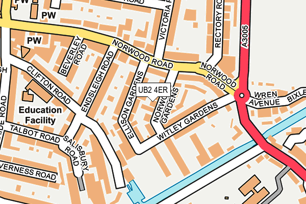 UB2 4ER map - OS OpenMap – Local (Ordnance Survey)