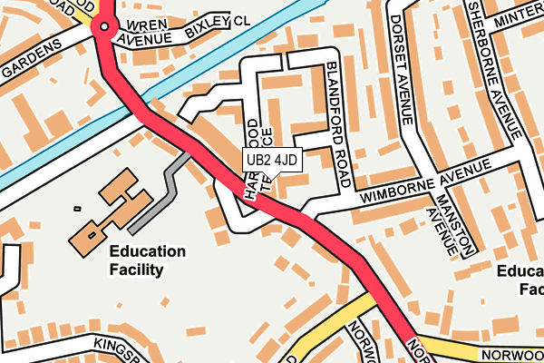 UB2 4JD map - OS OpenMap – Local (Ordnance Survey)
