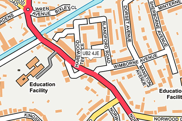UB2 4JE map - OS OpenMap – Local (Ordnance Survey)