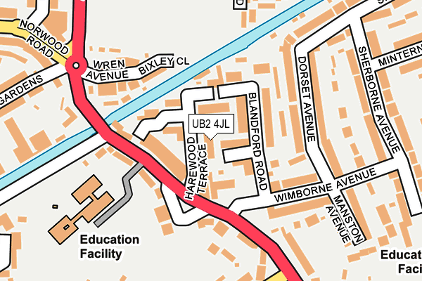 UB2 4JL map - OS OpenMap – Local (Ordnance Survey)