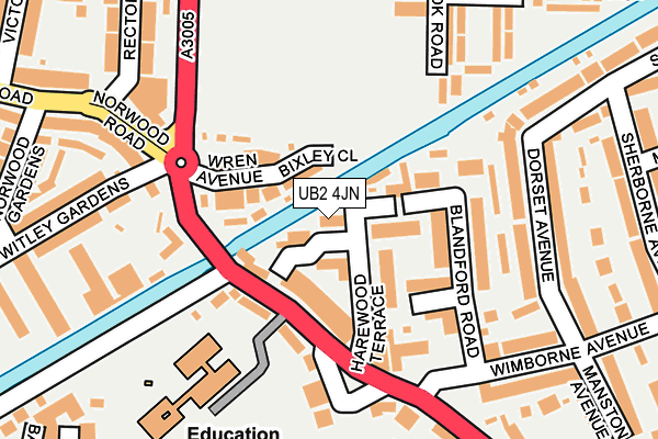 UB2 4JN map - OS OpenMap – Local (Ordnance Survey)
