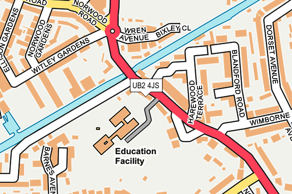 UB2 4JS map - OS OpenMap – Local (Ordnance Survey)