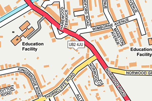 UB2 4JU map - OS OpenMap – Local (Ordnance Survey)