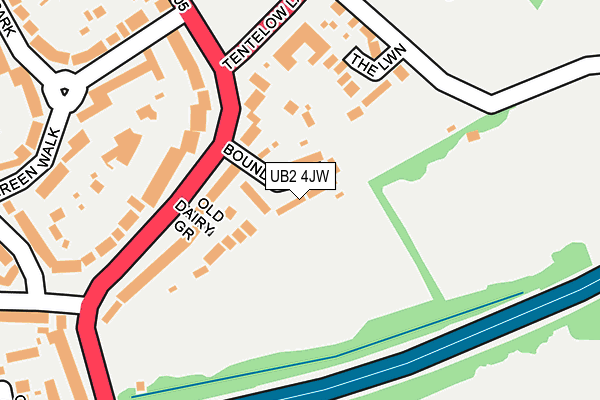 UB2 4JW map - OS OpenMap – Local (Ordnance Survey)