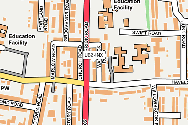 UB2 4NX map - OS OpenMap – Local (Ordnance Survey)