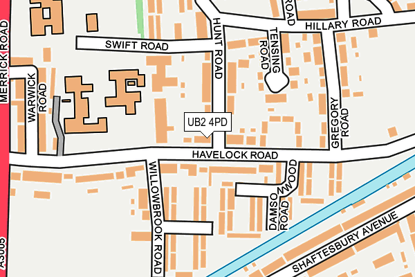 UB2 4PD map - OS OpenMap – Local (Ordnance Survey)