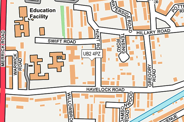 UB2 4PZ map - OS OpenMap – Local (Ordnance Survey)
