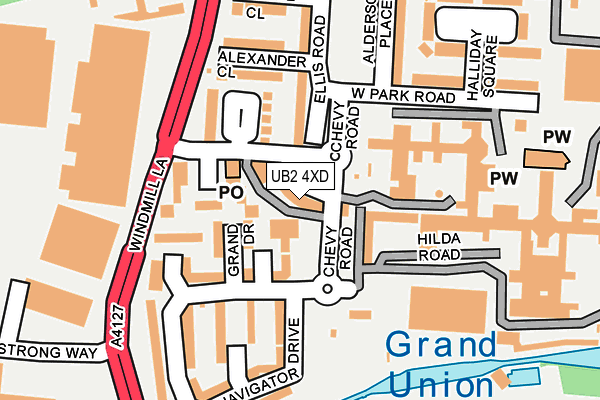 UB2 4XD map - OS OpenMap – Local (Ordnance Survey)
