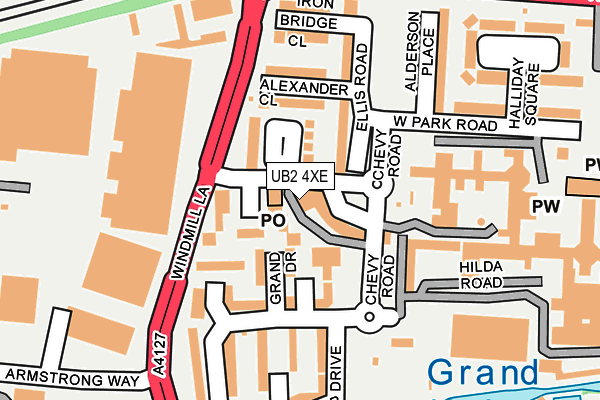 UB2 4XE map - OS OpenMap – Local (Ordnance Survey)