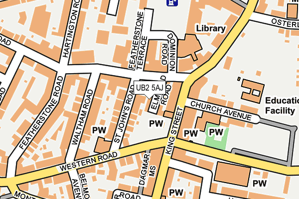 UB2 5AJ map - OS OpenMap – Local (Ordnance Survey)